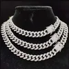 Punk Hip Hop Cuban Link Chain Choker Necklace Tennis Iced Out Rapper Crystal Necklace Fashion Bling Rhinestone necklaces Jewelry Gift