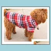 Forniture per abbigliamento per cani Pet Casa Giardino Serie di moda Abiti estivi Camicie scozzesi casual Costumi 100% cotone 5 taglie 3 colori Drop Delivery