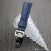 Cinghie di orologi in pelle fascia di orologi blu con barra primaverili per IWC Air