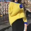 Women's Sweaters Women's Fashion Women Mink Cashmere Soft Long Pullovers Blue Yellow Elegant Autumn Winter Mohair Thick Knit Loose Lazy