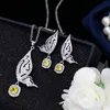 Mode Hochzeit Designer-Schmuck-Set Schmetterling Halskette Ohrring afrikanische Schmuck-Sets Gelb Blau AAA Zirkonia Frau Bridesma2020365