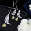 Bijoux de créateur de mariage Set Butterfly Collier Earge d'oreille Bijoux africain Ensembles bleu jaune AAA CUBIC ZIRCONIA FEMME BRIDESMA9181691