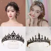 Pinces à cheveux Barrettes Baroque Rétro Noir De Luxe Cristal De Mariée Diadèmes Couronnes Princesse Reine Pageant Prom Strass Voile Tiara De Mariage Acc