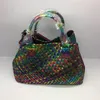 Kvällspåsar Snake Weaving Women's Bag 2022 Axel lyxig grönsakskorg stor kapacitet shopping casual färg bagevening