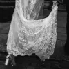 Vestido de noiva elegante de renda Vestido de noiva 2022 Trem de varredura PLUSTE TAMANHO SASH MANÇAS DE MANEIRAS CURTAS DE CURTO BONDOS BATOS DE VESTOS DE NOVIA