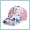 Flicka rosa blomma kepsar unisex klassiska baseball hattar sommar mesh hatt snapback fritid solskydd mössa hip hop gga2496 drop leverans 2021 tillgång