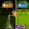 Solar Waterfall Warm White Law Lamps Garden Decorations Outdoor Watering Can with Cascading Lights Hanging Waterproof Garden Decor for Outside Suitable