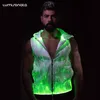 Męskie bluzy męskie bluzy LUMISONata LED PULLOVER Custom Cool Men Dance Hoodie z Zip Top Man Club Fibre Optic