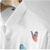 Mäns avslappnade skjortor Minglu Butterfly 3D Tryckt manlig lyx långärmad affär och herr klär Slim Fit Party Man 4xl Eldd22