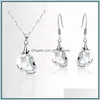 Boucles d'oreilles Collier Ensembles de Bijoux Sier Cristal Pendentifs Colliers Ensemble Pour La Fête De Mariage De Mode En Gros 0045Wh Drop Delivery 2021 Muvfy