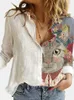 Designer moda de animais solto gato de gato impressão feminina camisa outono escritório branco blusas manga recrutar o carro casual de colarinho de colarinho