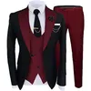 Fashion Black Bruidy Tuxedos Purple Notch Rapel Slim Fit Groomsmen Mens trouwjurk Uitstekende man jas Blazer 3 -delige pak (jas+broek+vest+stropdas) 959