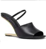 Women Dress Pumps Sandals F-First Firstwedge Heeled Sandals Luxury Design High Heels Gold-Tone Sculpted Heel 35-42