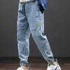 Printemps été solide coton décontracté Baggy jean hommes Denim Joggers Streetwear sarouel pantalon grande taille 6XL 7XL 8XL 220328