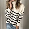 Autumn Gurtleneck Women Women Turtleneck Sweater fêmea listrada de suéter de pescoço alto Mulheres Jumper Jumper Knit 201221