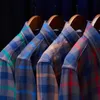 Camisas informales para hombre, camisa a cuadros ajustada a la moda para hombre, camisa a cuadros de manga larga para hombre, camisas a cuadros de algodón para hombre, camisas para hombre Eldd22