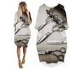 Женское платье Парикмахерские ножницы 3D-графика Свободные платья для дочерей с принтом и длинным рукавом Повседневное летнее платье с карманом W220616