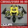 Kit de carenados para HONDA CBR 919RR 900RR 900CC 919CC CBR919 CBR900 RR CBR919RR 98 99 Cuerpo 127No.86 CBR 900 919 RR CC 1998 1999 CBR900RR 1998-1999 Carrocería OEM negra amarilla