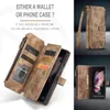 Retro Leather Purse Stand Flip Wallet Cases For Samsung Galaxy Z Fold 3 Zipper Pocket Phone Cover