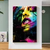 Graffiti kunst vrouw gezicht canvas schilderen abstracte straat kunstposter en print cuadros muur kunst foto voor woonkamer huisdecoratie