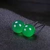 Dangle & Chandelier Green Jade Ear Studs Earrings For Women Stone Luxury Designer Carved 925 Silver Talismans Amulet Amulets Jewelry Gifts N