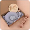 Baby Products Pacifiers Clip Sets Cartoon Moon Soothing Towel Creative Toddler Silicone Pacifier Chain Teether Toy Wooden Rattles 5Pcs/Set M4124