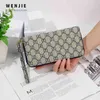 Nuevo estilo Cartera con doble cremallera bolso de flores bolso largo para teléfono móvil de gran capacidad para mujer Monederos billetera Purses_7DV4