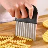 NEW Stainless Steel Potato Chip Slicer Dough Vegetable Fruit Crinkle Wavy Slicer Knife Potato Cutter Chopper French Fry Maker