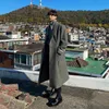 Herr ull blandar Syuhgfa Men Korean Trend Single Breasted Woolen Coat Long Sleeve Lapel Winter Ticked Overcoat Etikett Manschett Design Tyg T220810