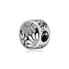 925 STERLING SLATER Dangle Charm Shiny Black Swan Daisy Earth Beads Bead Fit Pandora Charms Bracelet Diy Acessórios