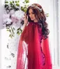Elegant vin röd spets sjöjungfru aftonklänningar svep tåg 2022 v hals applicerade långa arabiska formella festklänningar vintage cape prom wear för kvinnor