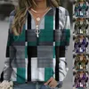 Women Plaid Patchwork Sweatshirts Tops Spring herfst Zipper kraag lange mouw pullovers vrouwelijke vintage streetwears kleding 220804