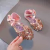 Kids Fashion Glitter Pearl Bow Sapatos Infantil Princesa Sapatos de dança Baby verão Novos sandálias de menina de menina 21-36 G220523