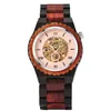 腕時計パンクウッドメンズウォッチメカニカルウォッチファッションスケルトンマン自動調整可能な木製バンドトップクロックライストウォッチwristwatche