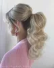 14 '' Auburn Ombre Honey Blonde Silky Straight Ponytail Clip In Hair Extension Justerbar Wrap String 100g 120g 140g