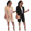 女性2ピースパンツの衣装春と夏の服ビジネスオフィススーツソリッドカラー長袖ジャケットショーツブレザーセット