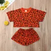 4 Colors Fashion Infant Baby Girls Summer Outfits Clothes Sets 2pcs Leopard Print T shirt Top Shorts Outfit 6M 5Y 220620