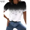 夏のファッションカジュアルウェアレディンティーラウンドルーズシャツスリーブTシャツ女性ハラジュクハイライトプリントトップ