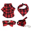 Camisa de cachorro xadrez vermelho colarinho de cachorro bowtieby handmadelaser seu nome de cachorro T200517