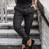 Pantalon à carreaux à carreaux Pantalon décontracté pour homme Skinny Stretch Pantalon chino pour homme Coupe ajustée Pantalon décontracté