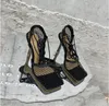 2022 Yeni Yüksek Topuklu Sandalet Kadın Moda Tasarım Net Topuk Ayakkabı Kızlar Rahat Açık Yaz Yemeği Parti Seksi Topuklu Slaytlar Sarı Siyah Beyaz Büyük Boy 40 39 Yok Kutusu # H24