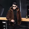 Hommes fourrure Faux hommes automne vison veste manteaux en cuir vêtements d'extérieur hiver épais chaud manteau mince vestes à capuche mode solide