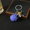 Keychains anime One Piece White Beard Ace Luffy Devil Fruit Key Chain Keyrings Holder Pendant Metal Charm Men smycken Emel22