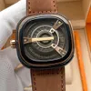 Herrenuhr, automatische mechanische Uhren, 47 mm, Business-Armbanduhr, sieben Armbanduhren, Lederarmband, Montre de Luxe