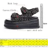Fujin 8cm Platform Sandaler Wedge Skor Sommar Kvinnor Kanfas Tyg Hook Loop Super Heel Beach Skor Slides tofflor för kvinnor Y220421
