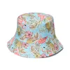 Ny mode strand sol panama reversibel fiske kepsar blommig flamingo bucket hatt kvinnor 2022