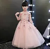 Flower Girls Dresses Stereo Flower Applique Dew Shoulder Princess Dress for Kids spets Tulle Long Dress Ball Gown Children Pageant Dress