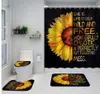 Sunflower butterfly HD digital printing polyester bathroom shower curtain toilet three piece set
