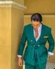 Grüne Hochzeitstuxedos für Männer Schal Revers 2 Teile Schlankes Fit Kostüm Homme Mariage Tre Novio Prom Abendhosen Anzüge