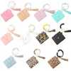 Silicone Beaded Wristlet Keychain Bracelet Leather Tassel Wallet Bangle Colors Keyrings